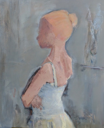 Figurative painting of a young woman