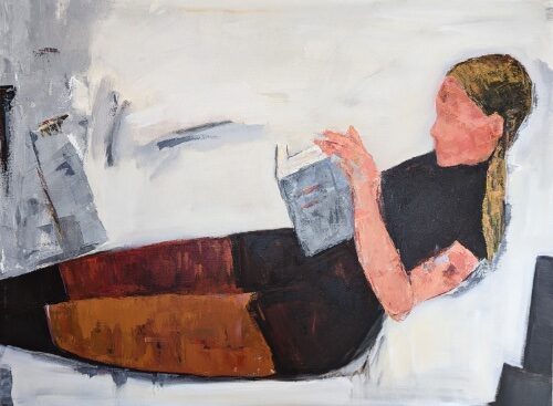 acrylic painting of a young woman in repose