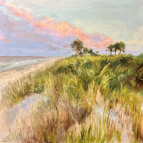 oil painting a a dunes landscape at the coast