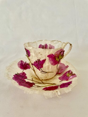 found object sculpture in the form of a teacup