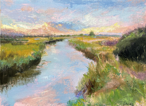 oil painting of a wetland landscape