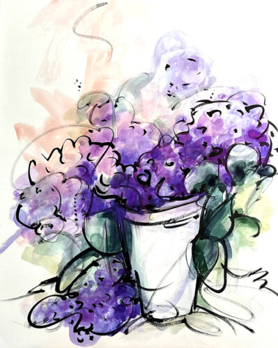 watercolor of lilacs