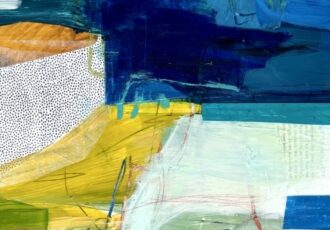 bold abstract art in yellow and blue