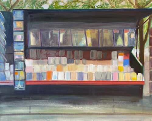 painting of a bookseller store