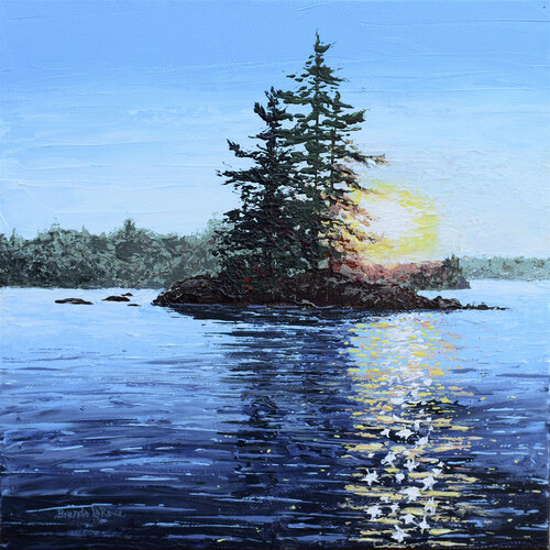 acrylic palette knife painting sunrise