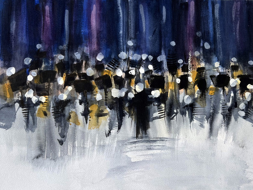 semi abstract watercolor of a symphony