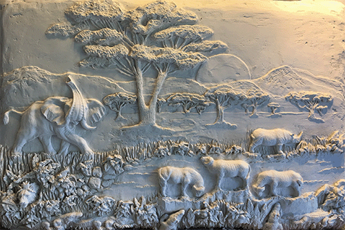 safari plaster bas relief