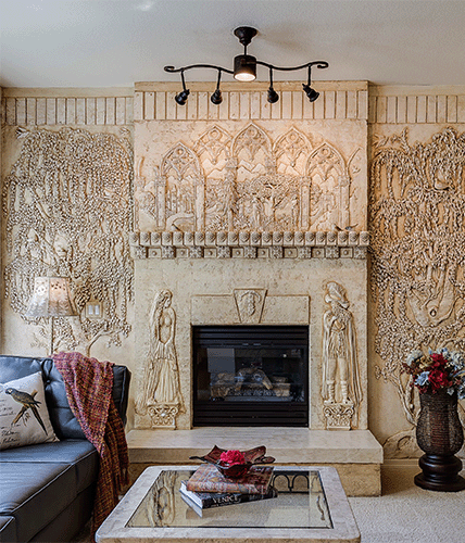 special commission plaster relief fireplace