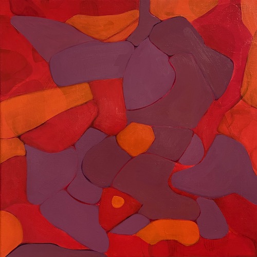 bold red abstract painting