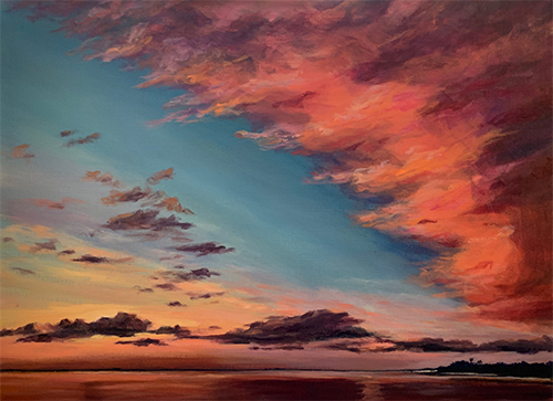 oil painting of a vivid sunset