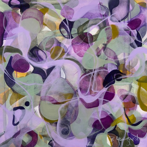 Abstract painting inspired by lilac flowers