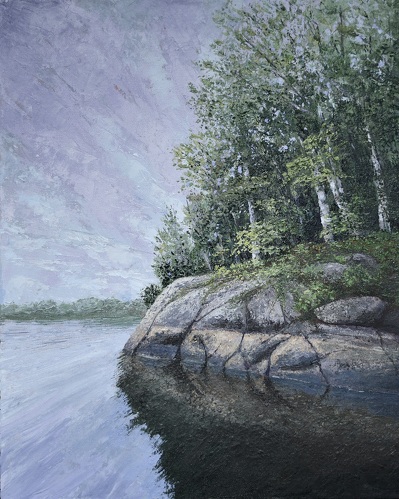 lakeshore landscape acrylic painting