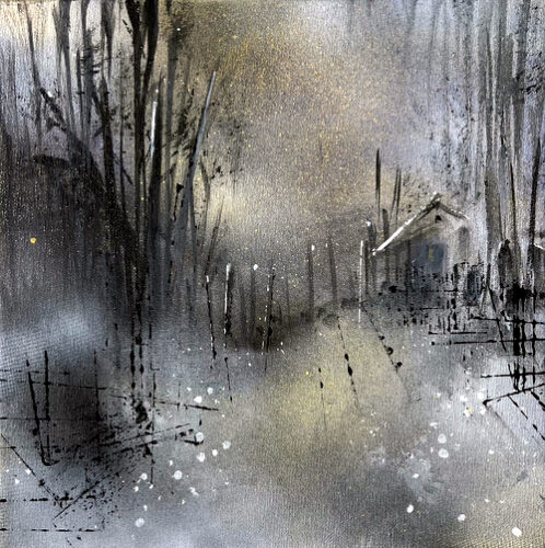 semi abstract winter landscape painting