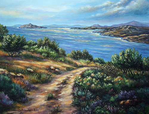 landscape oil painting of Cape Sounion