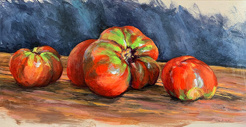 still life painting of tomatoes