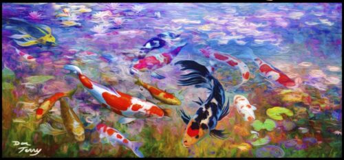 Koi digital painting study for mural