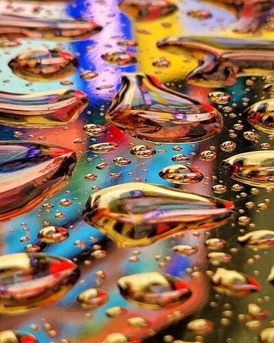 multicolored reflections captured by the camera