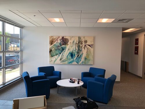 Rented artwork shown in a commercial space 