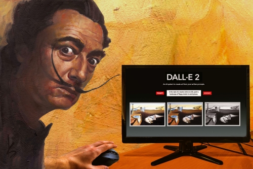 Humorous art imagining Dali using AI