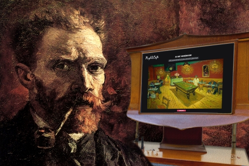 Humorous art imagining Van Gogh using AI