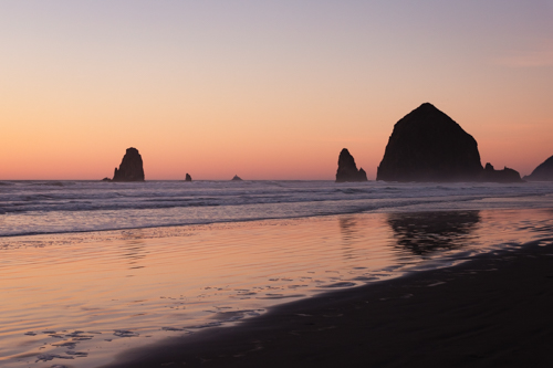 fine art photo of seastacks at sunset