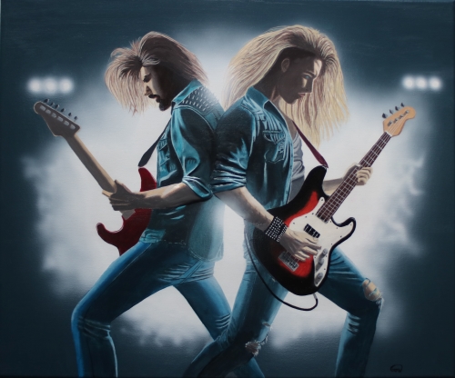 painting of two rock musicians