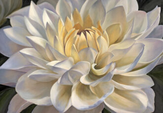 oil painting of a dahlia flower