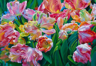 Oil painting of tulips