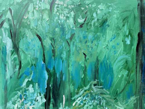 abstract oil painting of a forest