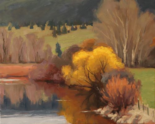 Plein air painting of the Bitterroot River in Montana