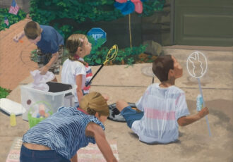 oil painting of children playing