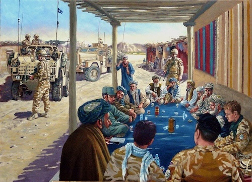 painting of British soldiers in Afghanistan