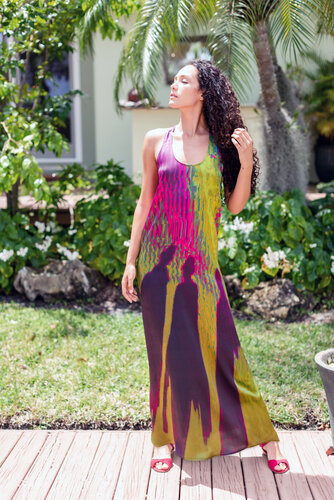 original design printed silk dress