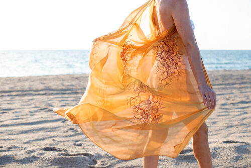 hand screened wearable art silk dress