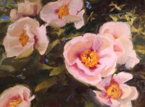 oil painting of peonies