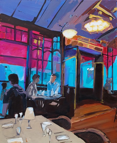 painting of the inside of a pub in Chelsea