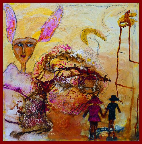 storytelling figurative mixed media art