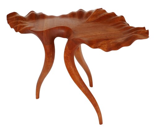 leaf edged handmade wood hall table