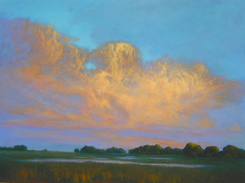 ethereal painting of a sunset with clouds