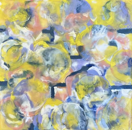 softly colored abstract encaustic painting