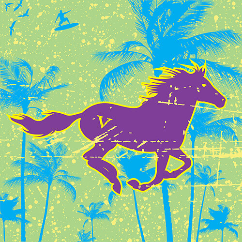 stylized bold vibrant art with horse design