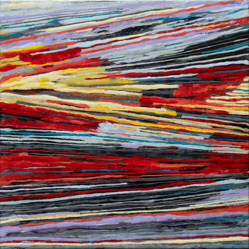 bold striped encaustic abstract art