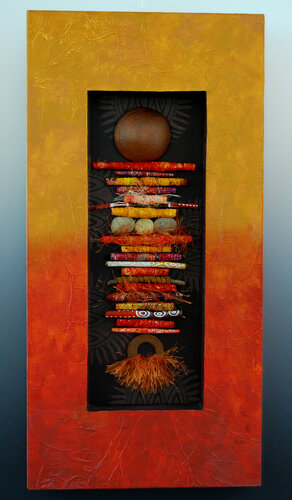 mixed media wall sculpture