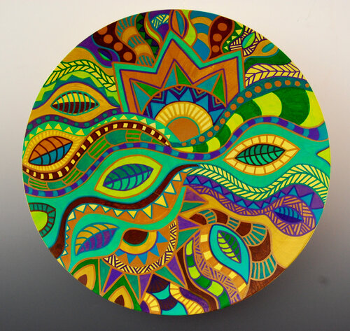 colorful painted art plate