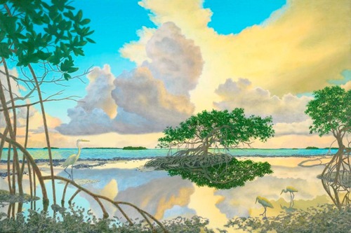 painting of a tropical Florida water scene