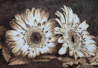 pyrography image of flowers