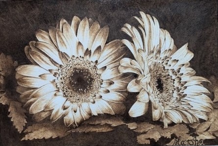 pyrography image of flowers