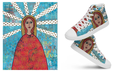 Mary Magdalene design on shoes