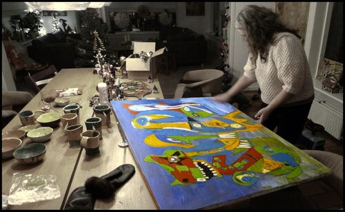 Artist Heidi Minetti at work in her studio