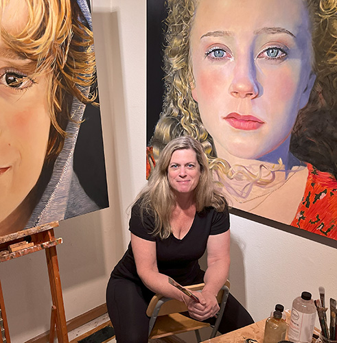 Painter Deborah Scott in her art studio